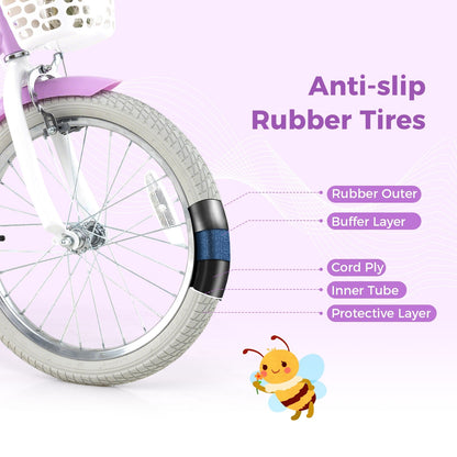 18 Inch Girls Bike Kids Bicycle with Doll Seat and Streamers for Children 4-8 Years Old