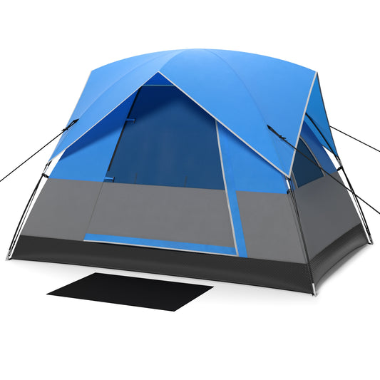 3 Person Outdoor Camping Tent with Removable Floor Mat for Camping Hiking Traveling-Blue Kids Crystal