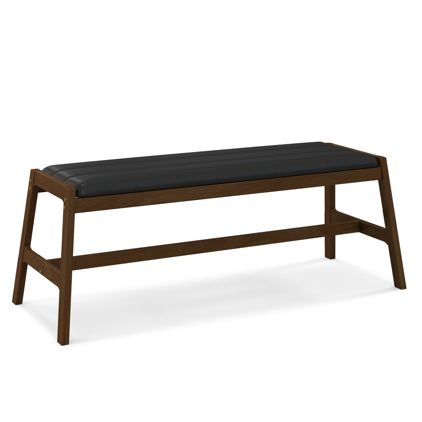 50 Inch Long Solid Wood Dining Bench Upholstered Table Bench with Faux Leather Padded Seat-Walnut Kids Crystal