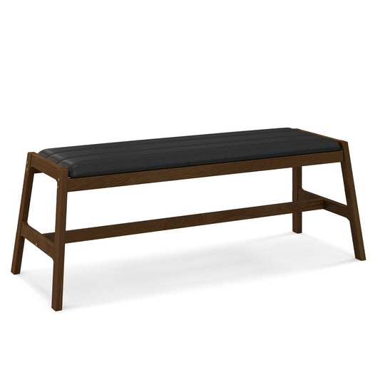 50 Inch Long Solid Wood Dining Bench Upholstered Table Bench with Faux Leather Padded Seat-Walnut Kids Crystal