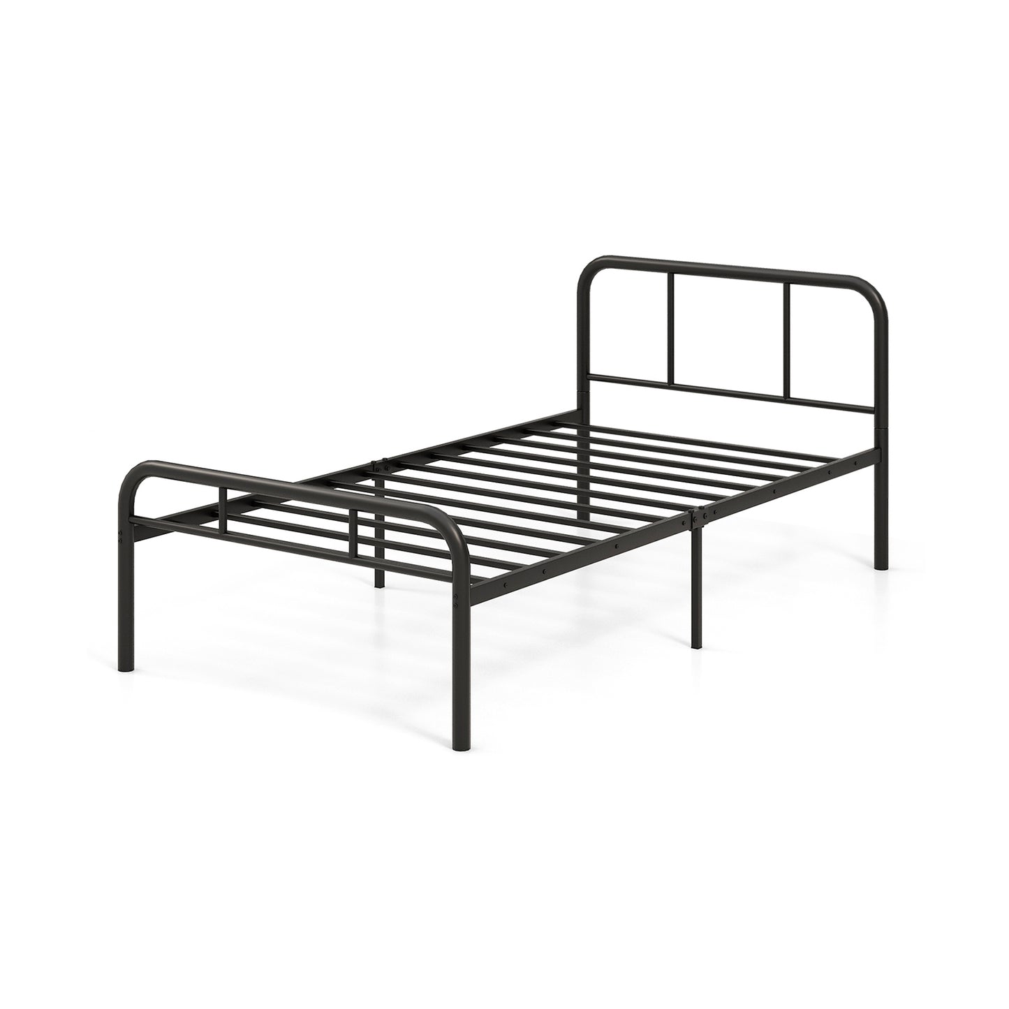 Modern Metal Platform Bed with Headboard and Footboard-Black Kids Crystal
