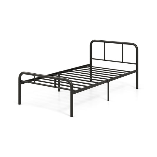 Modern Metal Platform Bed with Headboard and Footboard-Black Kids Crystal
