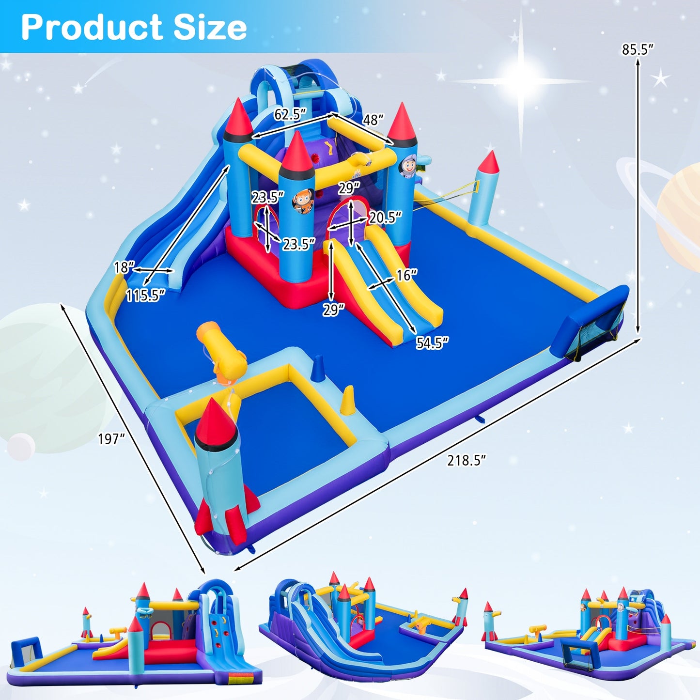 Rocket Theme Inflatable Water Slide Park Kids Crystal