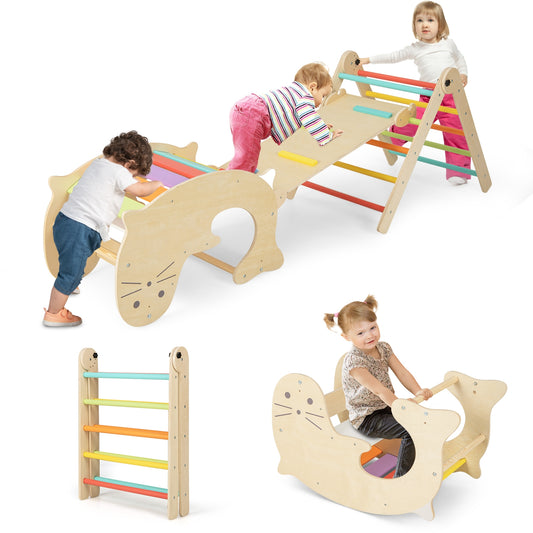 7-in-1 Indoor Climbing Toys for Toddlers with Reversible Ramp-Multicolor Kids Crystal