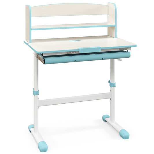 Height Adjustable Kids Study Desk with Tilt Desktop-Blue Kids Crystal