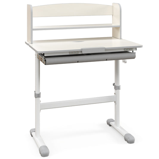 Height Adjustable Kids Study Desk with Tilt Desktop-Gray Kids Crystal