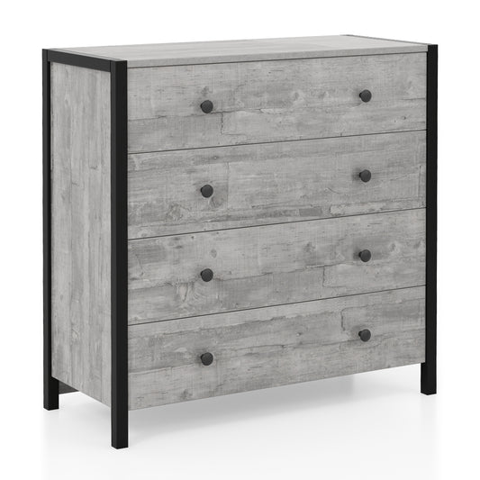 4-Drawer Dresser Modern Wooden Chest of Drawers for Bedroom Living Room-Gray Kids Crystal