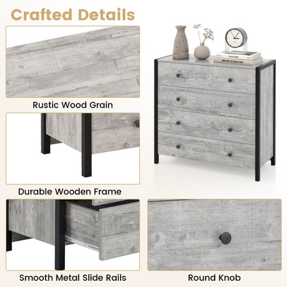 4-Drawer Dresser Modern Wooden Chest of Drawers for Bedroom Living Room-Gray