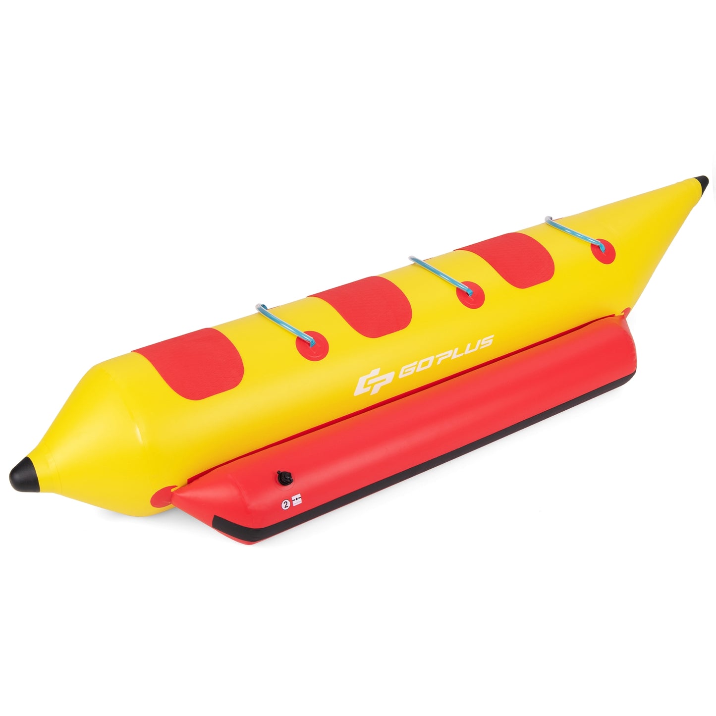 3-Person Inflatable Banana Boat with Electric Air Pump Carrying Bag and Repair Kit Kids Crystal