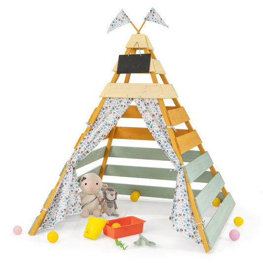Triangle Hideaway Playhouse with Removable Chalkboard for Indoor and Outdoor Kids Crystal