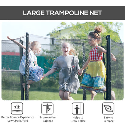 8FT Trampoline with Enclosure Net Safety Outdoor Bounce Jump 6 Poles Black