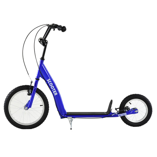 Kids Scooter with Adjustable Handlebar, Youth Kick Scooter with Dual Brakes, Inflatable Wheels, for Age 5+, Blue