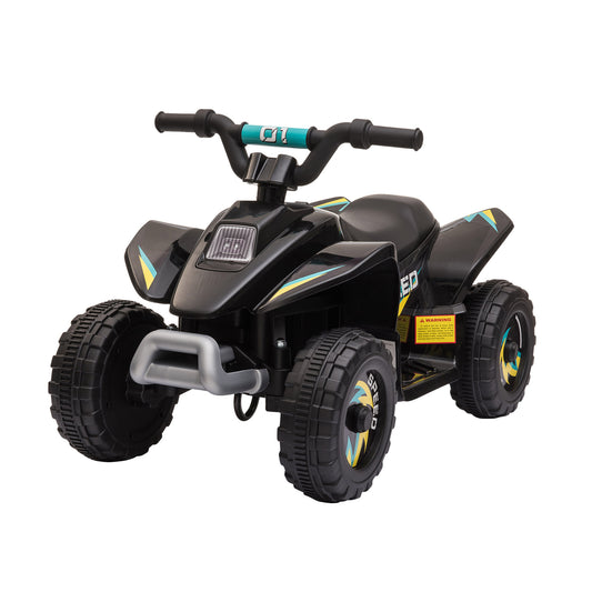 Kids Ride on ATV, 6V Battery Powered Quad Car with Forward, Reverse Switch, for Boys Girls 18-36 Months, Black Kids Crystal