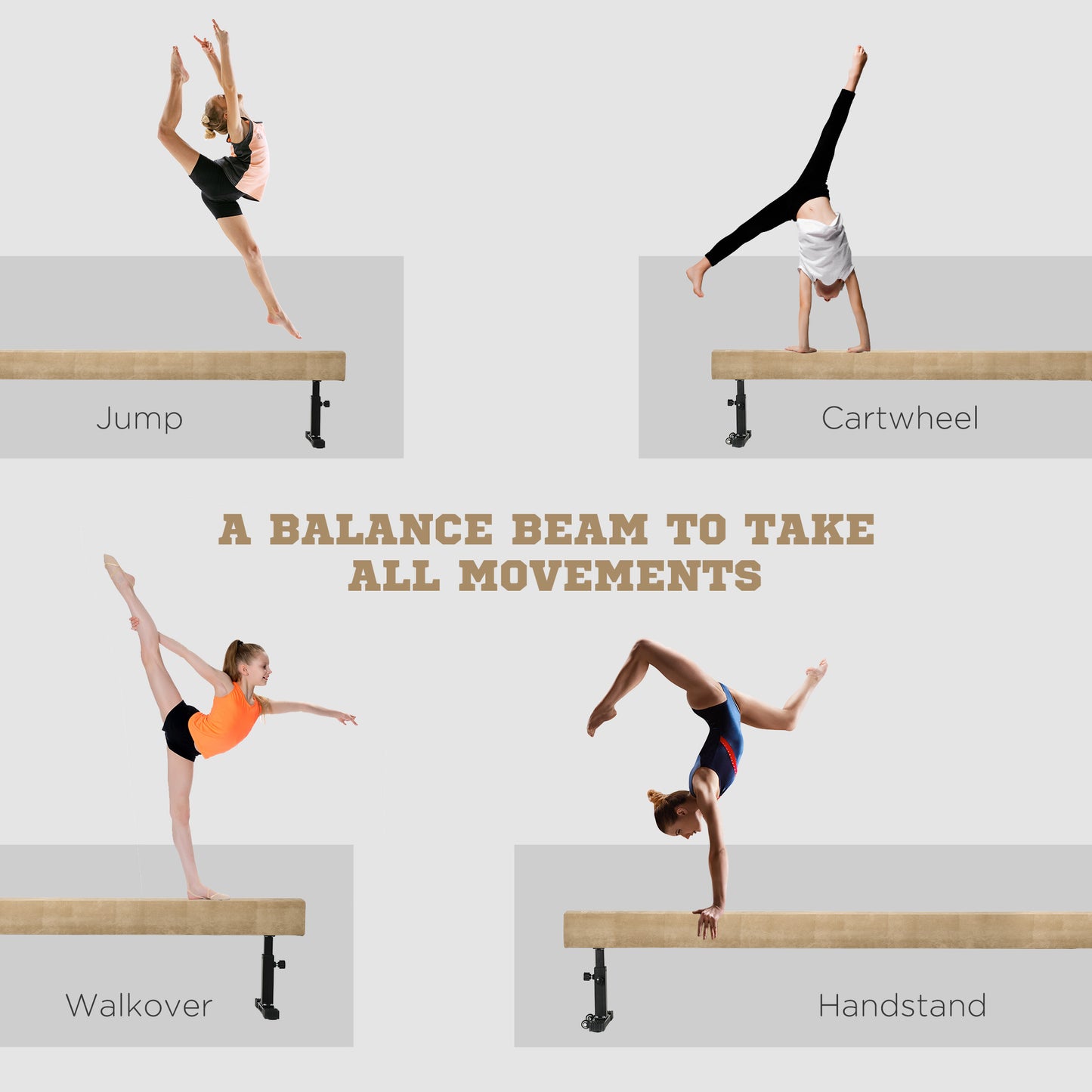 7.5ft Adjustable Gymnastics Balance Beam with Wheels for Kids 8-12 Years Old Gym Equipment Kids Crystal