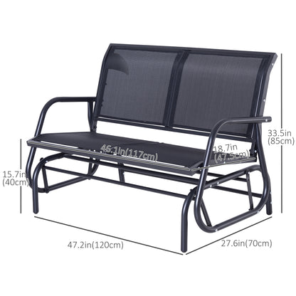 Patio Double Glider Bench Swing Chair Rocker Heavy-Duty Loveseat Outdoor Garden Rocking Bench Steel Frame Sling Fabric Seat