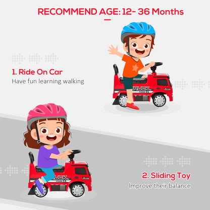 Mercedes-Benz Antos Licensed Kids Ride On Car, Foot to Floor Slider Baby Car with Steering Wheel, Horn, Headlight, Red