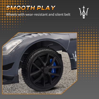 Licensed Maserati GT2 Baby Sliding Car with Storage, Music, Horn, Foot to Floor Toddler Car for 18-60 Months, Grey