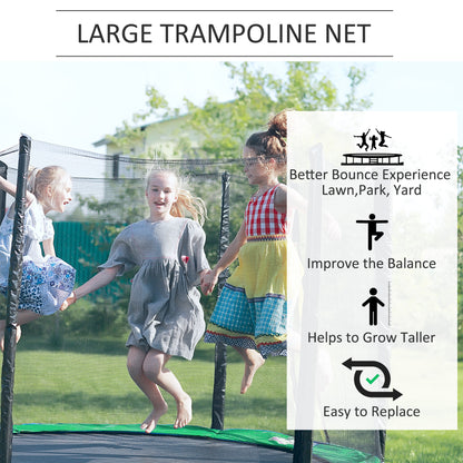 12' Round Trampoline Replacement Net Enclosure Safety Net Fence with 4 Arch 8 Poles Black