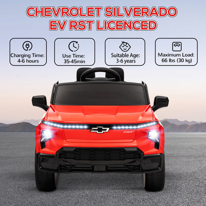12V CHEVROLET SILVERADO EV RST Licensed Kids Car w/ Remote, Spring Suspension, Soft Start, Training Wheels, Red