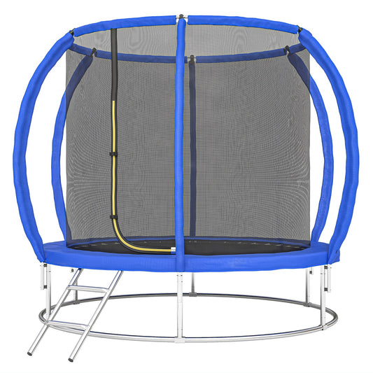 8ft Kids Trampoline Outdoor, ASTM Certified, with Circular Base, Enclosure Net, Ladder and Curved Poles Kids Crystal