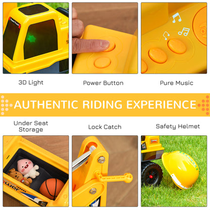 Construction Ride on Excavator Digger Multi-functional Bulldozer Toy Detachable Bucket Yellow