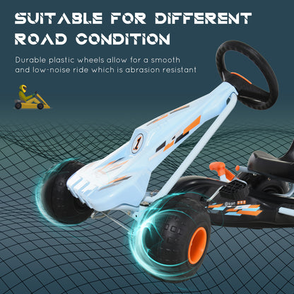 Pedal Powered Go Kart for Kids 4 Wheel Ride on Car Adjustable Seat Handbrake Cute Style