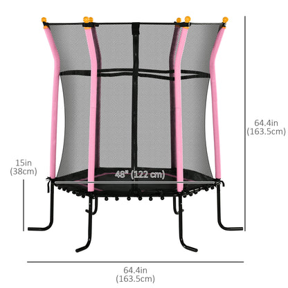 63" Kids Trampoline Mini Indoor/Outdoor Bouncer Jumper Enclosure Net Elastic Padded Pole Gift Pink 3-10 Years
