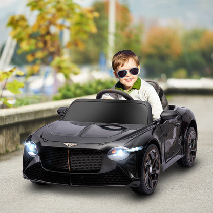 Kids Ride-On Car: 12V Electric, Remote Control, Portable Battery, Suspension System, Black