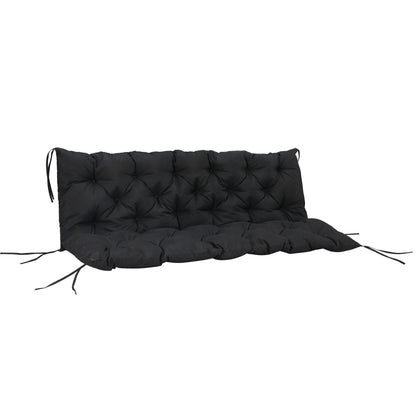 3 Seater Outdoor Seat Pads Bench Swing Chair Replacement Cushions Backrest for Patio Garden, Black