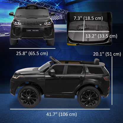 Land Rover Discovery Sport Licensed 12V Ride on Car w/ Remote, Soft Start, LED Lights, Music Horn, Black