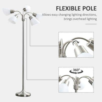 Arc Tree Floor Lamp 5 Adjustable Rotating Lights Modern Gooseneck Reading Bronze