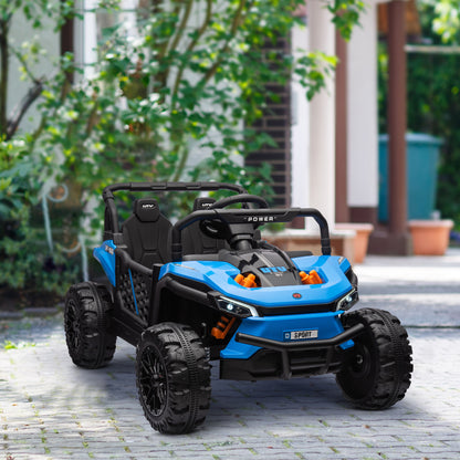 12V Kids Ride On Car, Toy Truck with Remote Control, Spring Suspension, LED Headlights, 3 Speeds, Blue