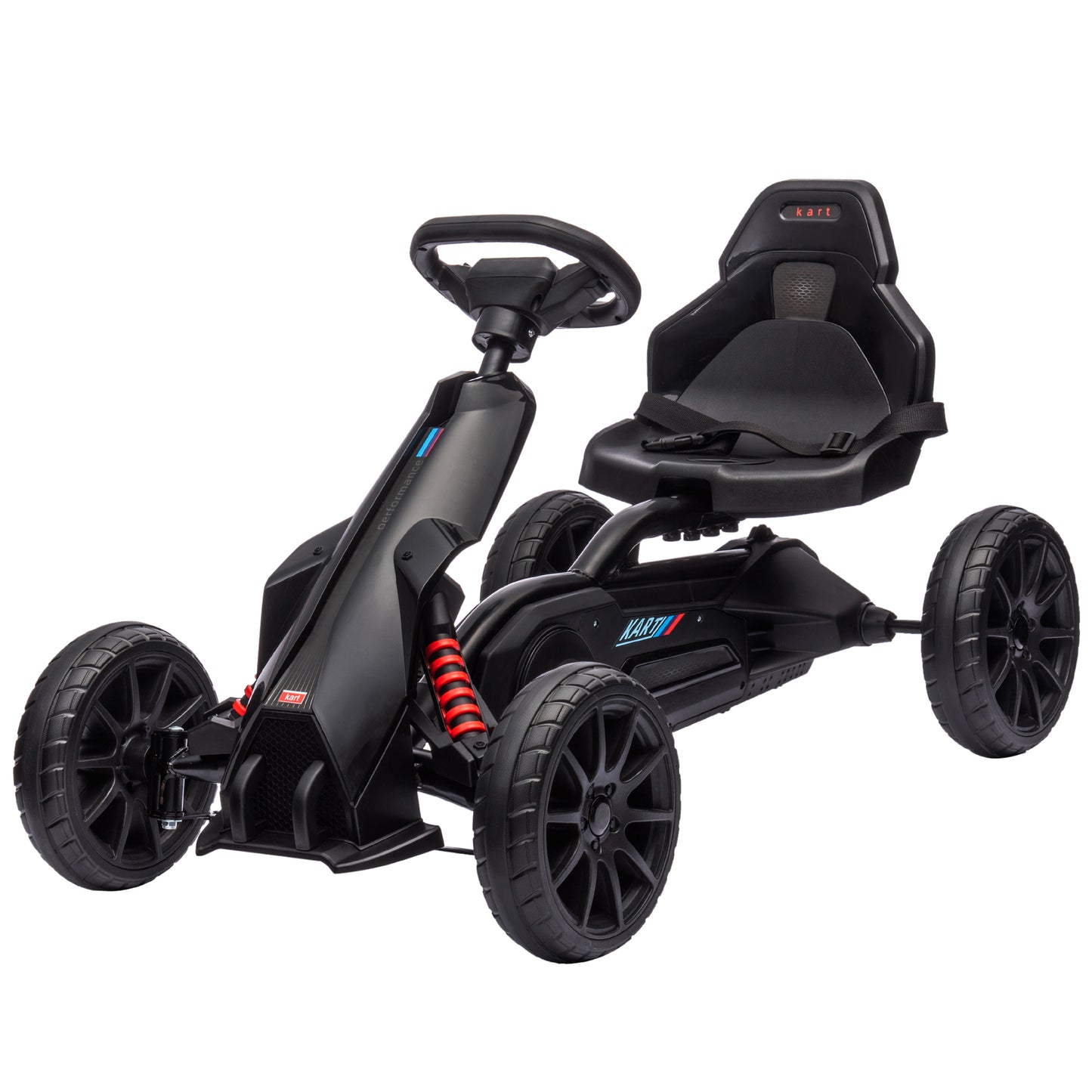 Adjustable Pedal Go Kart with Seat Shock Absorption Handbrake for Kids 3-8 Black Kids Crystal