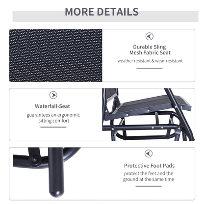 Patio Double Glider Bench Swing Chair Rocker Heavy-Duty Loveseat Outdoor Garden Rocking Bench Steel Frame Sling Fabric Seat