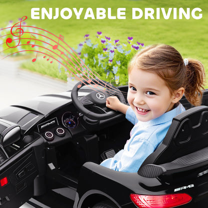 Mercedes-Benz AMG GTR Licensed 12V Battery Powered Kids Electric Car w/ Remote, Soft Start, Lights, Music Horn Black