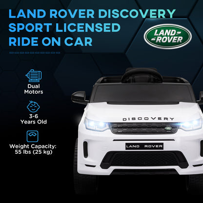Land Rover Discovery Sport Licensed 12V Ride on Car w/ Remote, Soft Start, LED Lights, Music Horn, White