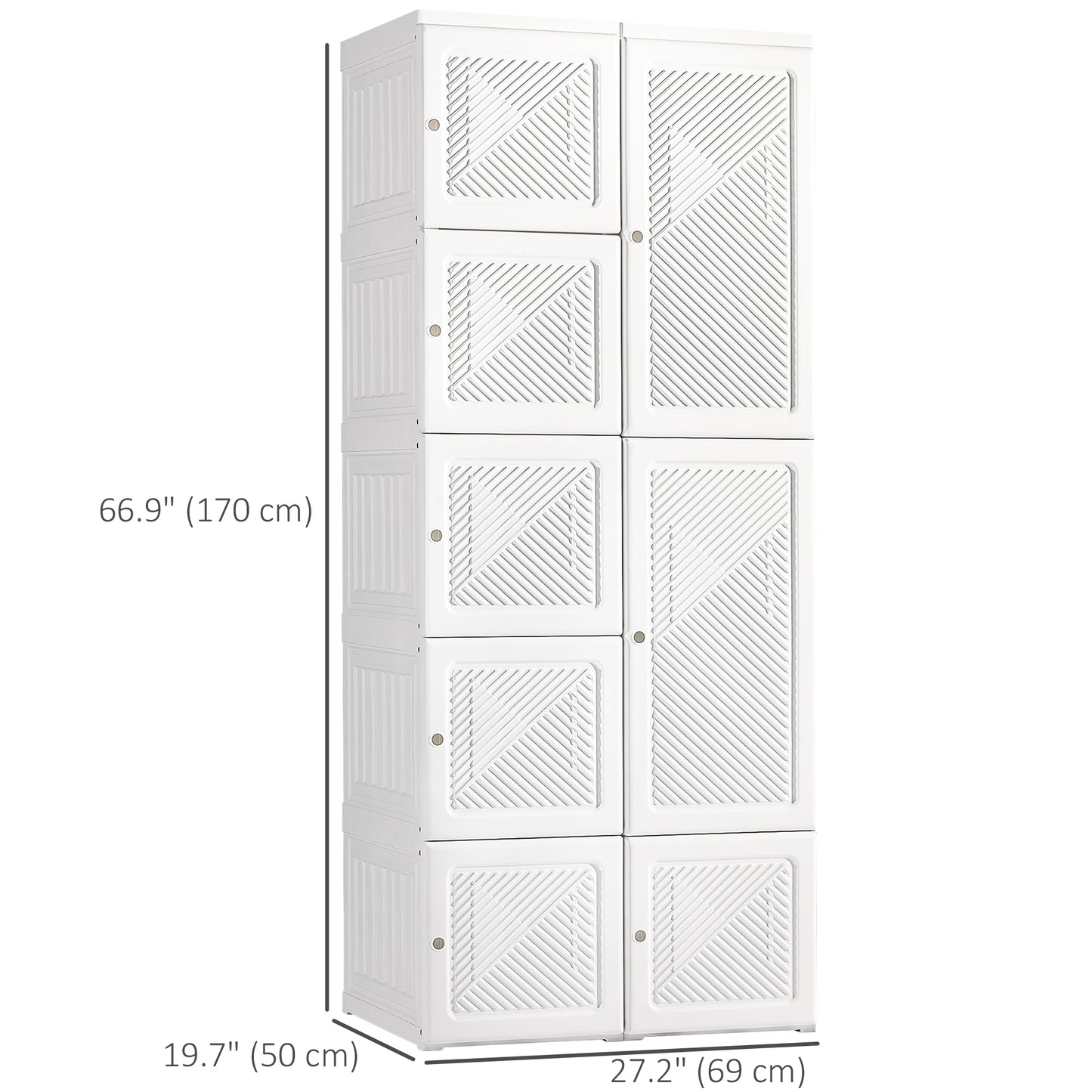 Portable Wardrobe Closet, Folding Bedroom Wardrobe, Clothes Storage Organizer with Cube Compartments, White Kids Crystal