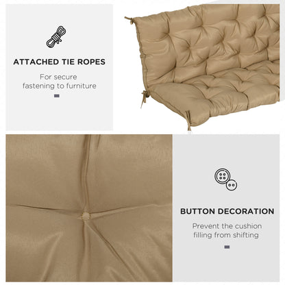 3 Seater Outdoor Seat Pads Bench Swing Chair Replacement Cushions Backrest for Patio Garden, Khaki