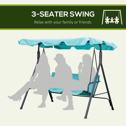 3-Seater Outdoor Porch Swing with Adjustable Canopy Patio Swing Chair for Garden Poolside Backyard Teal