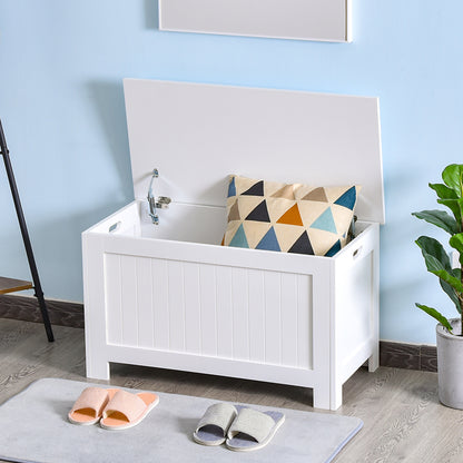 Toy Treasure Chest: Large Storage Box Cabinet with Lid, 2 Safety Hinges, Ideal for Kids' Room Organization, White Finish