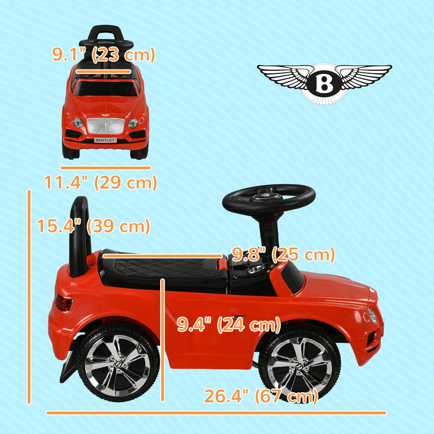 Bentley Bentayga Licensed Baby Car Foot To Floor with Horn Music, Under-Seat Storage, for 18-36 Months Red Kids Crystal