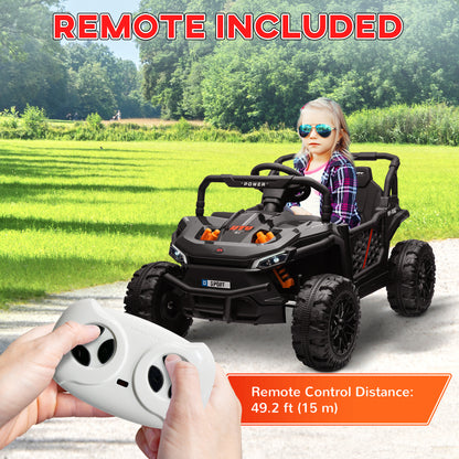 12V Kids Ride On Car, Toy Truck with Remote Control, Spring Suspension, LED Headlights, 3 Speeds, Black