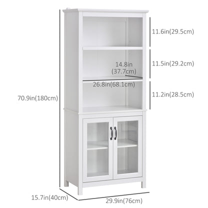 Storage Cabinet Bookcase Versatile Adjustable Shelves Living Room Organizer Elegant White