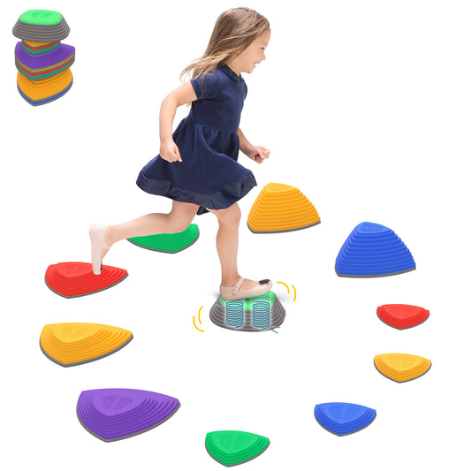 Kids Balance Stepping Stones 11 pcs Set, Fun Indoor Outdoor Play Equipment for Obstacle Courses Kids Crystal