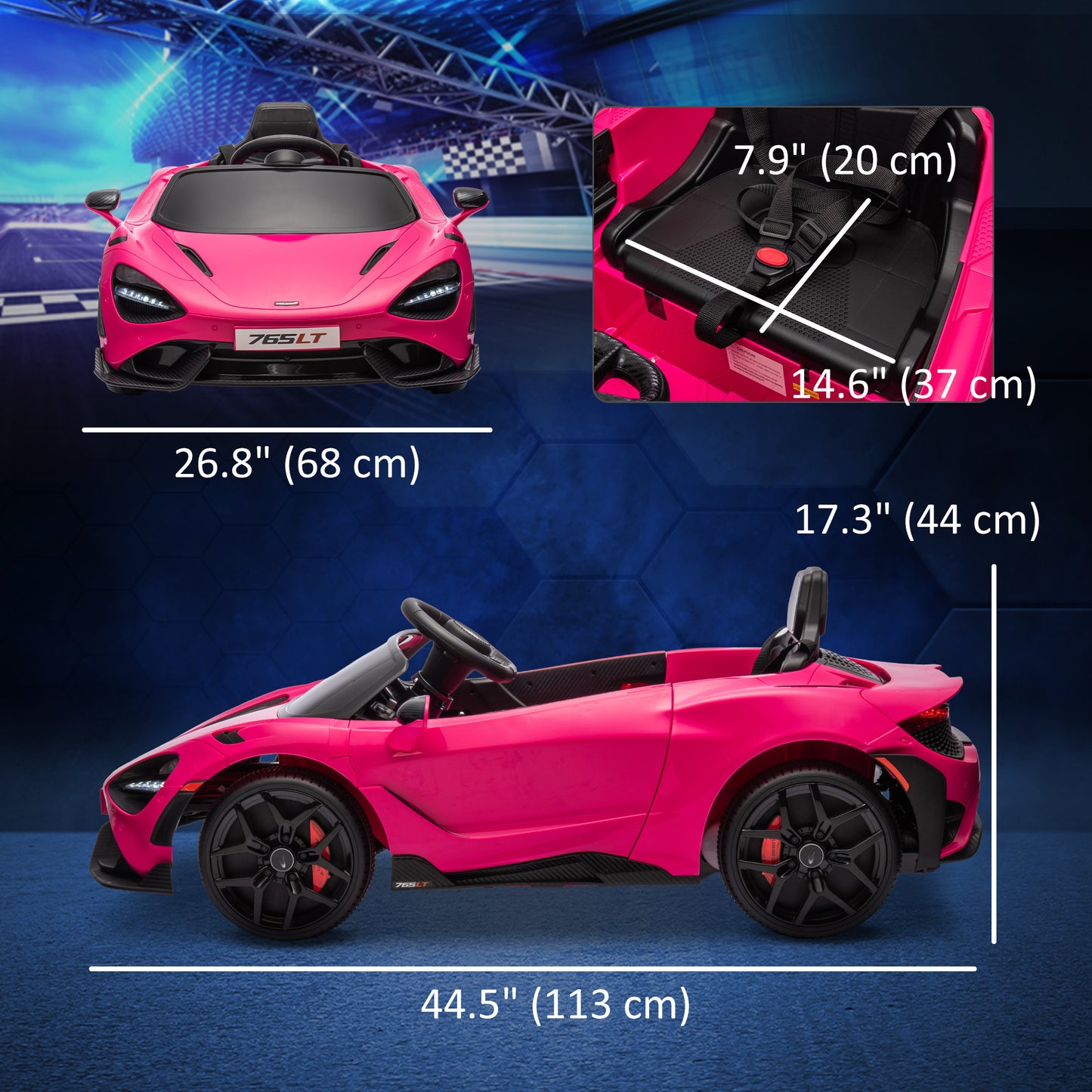 McLaren 765LT Licensed 12V Kids Electric Car w/ Scissor Doors, Training Wheels, Remote, Slow Start, Music Horn Pink Kids Crystal