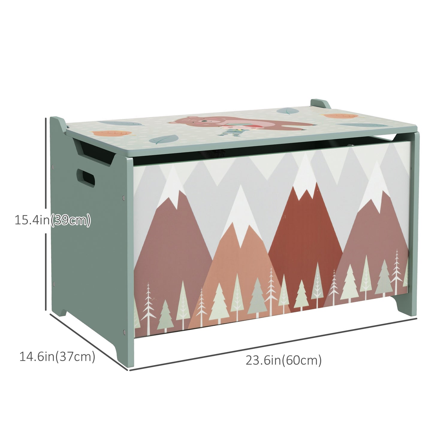 Toy Box with Lid Toy Chest Storage Organizer for Bedroom with Safety Hinge Green Kids Crystal