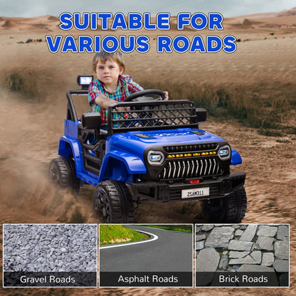 12V Ride on Truck, Electric Car for Kids with Remote Control, Suspension, 3 Speeds, USB Music Headlights, Dark Blue