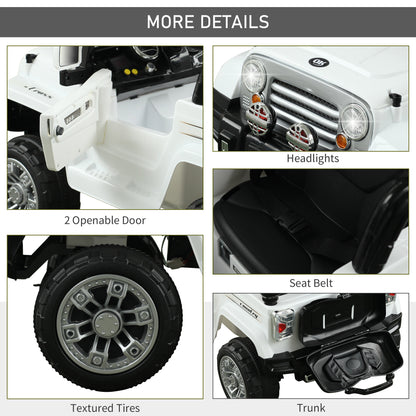 12V Kids Ride-On Truck: Remote Control, 2 Speeds, Lights, MP3, LCD Power Indicator, White
