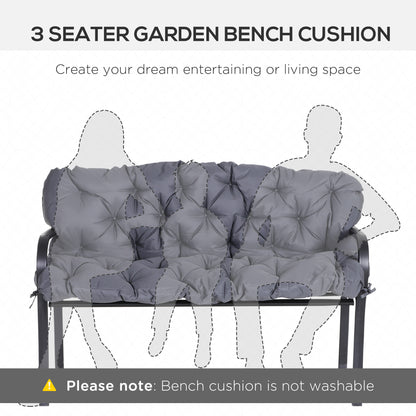 3 Seater Bench Swing Chair Replacement Cushions Outdoor Seat Pads Backrest Patio Garden Dark Grey