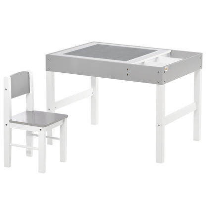 Kids Table Set with Building Block Desktop: 2-Piece Toddler Set, Multiple Storage Spaces